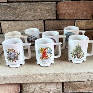 Frankoma USA Christmas collectors coffee cups/mugs set of 7